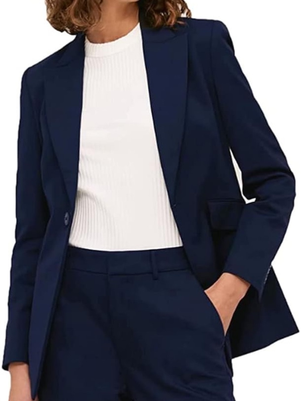 Tailored Navy Single-Button Women's Blazer by Theory
